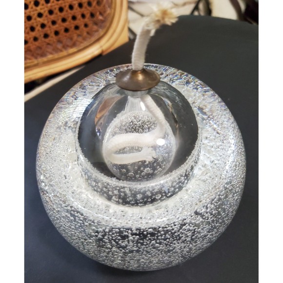 Art Glass Oil Lamp Decorative Ornament Clear Controlled Bubbles Home Decor Gift - Picture 2 of 7